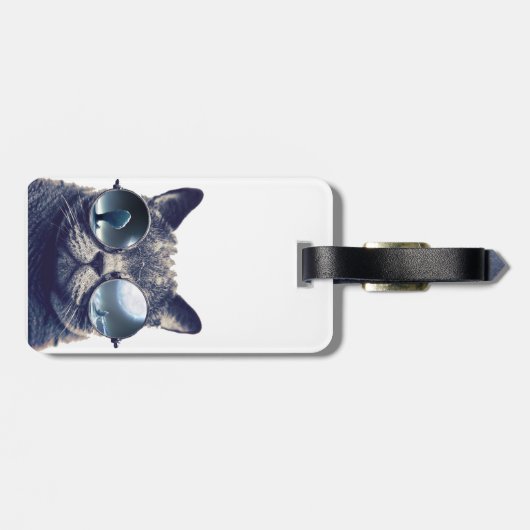 Katze mit Sonnenbrille Gepäckanhänger (Rückseite horizontal)