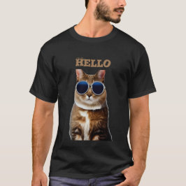 Katze mit Sonnenbrille Hallo T - Shirt