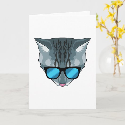 Katze mit Sonnenbrille Karte (Gelbe Blume)