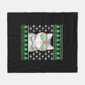 Katze mit Sonnenbrille Meowy Ugly Weihnachtskraut Fleecedecke (Vorderseite (Horizontal))
