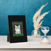 Katze mit Sonnenbrille Meowy Ugly Weihnachtskraut Fotoplatte (Seite)