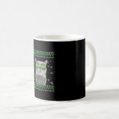Katze mit Sonnenbrille Meowy Ugly Weihnachtskraut Kaffeetasse (VorderseiteRechts)