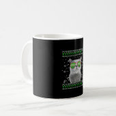 Katze mit Sonnenbrille Meowy Ugly Weihnachtskraut Kaffeetasse (Vorderseite Links)