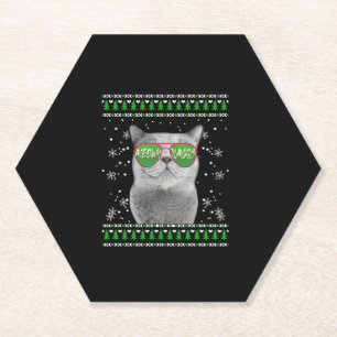 Katze mit Sonnenbrille Meowy Ugly Weihnachtskraut Untersetzer