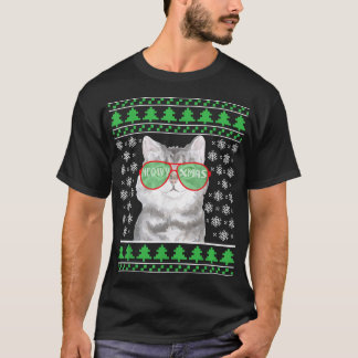 Katze mit Sonnenbrille Meowy Ugly Weihnachtskrüger T-Shirt