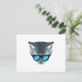 Katze mit Sonnenbrille Postkarte (Stehend Vorderseite)