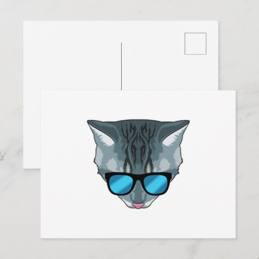 Katze mit Sonnenbrille Postkarte (Vorne/Hinten)