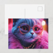 Katze mit Sonnenbrille Postkarte (Vorne/Hinten)