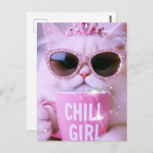 Katze mit Sonnenbrille Postkarte (Vorne/Hinten)