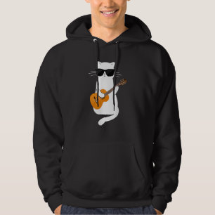 Katze mit Sonnenbrille spielt Gitarre Gitarrist Hoodie