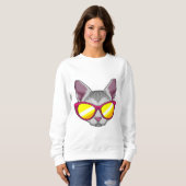 Katze mit Sonnenbrille Sweatshirt (Vorne ganz)