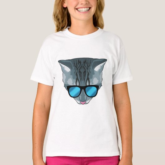 Katze mit Sonnenbrille T-Shirt (Vorderseite)