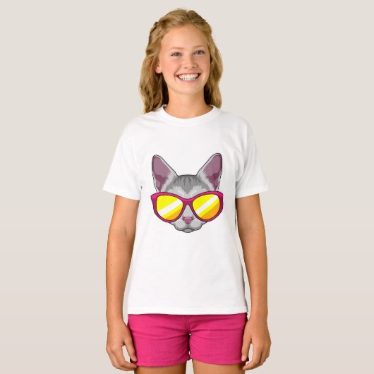 Katze mit Sonnenbrille T-Shirt (Vorne ganz)
