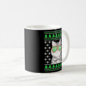 Katze mit Sonnenbrille Ugly Christmas Sweater Funn Kaffeetasse (VorderseiteRechts)