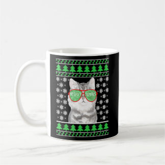 Katze mit Sonnenbrille Ugly Christmas Sweater Funn Kaffeetasse