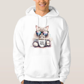 Katze mit Sonnenbrille und einem Kaffeebecher in d Hoodie