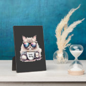 Katze mit Sonnenbrille und Kaffeetasse Fotoplatte (Seite)