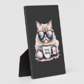 Katze mit Sonnenbrille und Kaffeetasse Fotoplatte (Seite)