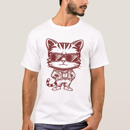 Katze mit Sonnenbrille und vertrauter Pose T-Shirt (Vorderseite)