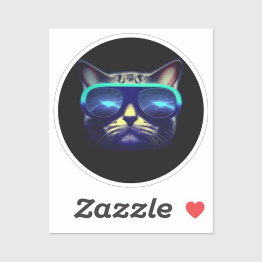 Katze mit Sonnenbrillen Aufkleber (Blatt)