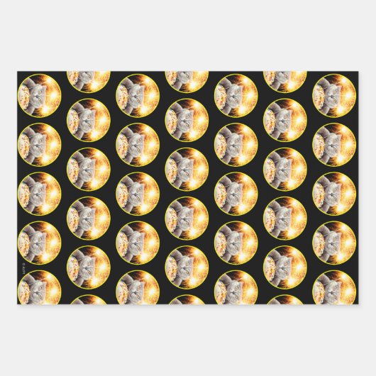 Katze mit Sparklerkuchen Geschenkpapier Set (Vorderseite 2)