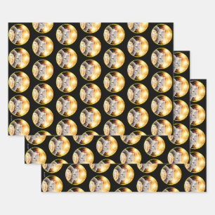 Katze mit Sparklerkuchen Geschenkpapier Set