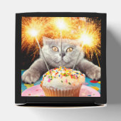 Katze mit Sparklerkuchen Geschenkschachtel (Oben)
