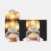 Katze mit Sparklerkuchen Geschenkschachtel (Ungefaltet)