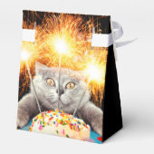 Katze mit Sparklerkuchen Geschenkschachtel (Rückseite)