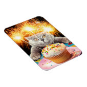 Katze mit Sparklerkuchen Magnet (Rechte Seite)