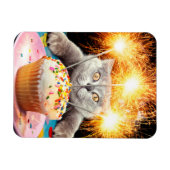 Katze mit Sparklerkuchen Magnet (Horizontal)