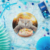 Katze mit Sparklerkuchen Pappteller (Party)