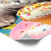 Katze mit Sparklerkuchen Poster (Ecke)
