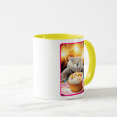 Katze mit Sparklerkuchen Tasse (VorderseiteRechts)