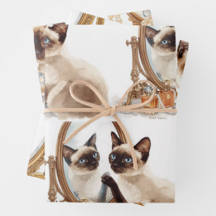 Katze mit Spiegel Geschenkpapier Set