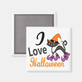 Katze mit Stiefeln Ich Liebe Halloween Magnet (Vorderseite/Rückseite)