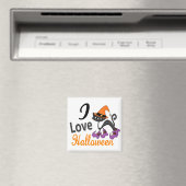 Katze mit Stiefeln Ich Liebe Halloween Magnet (In Situ (Geschirrspüler))