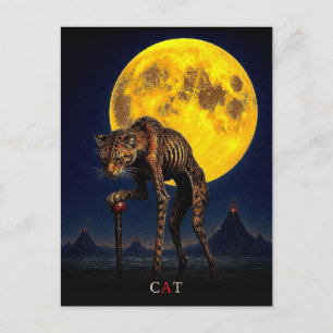 Katze mit Stock gothic Surrealismus Postkarte