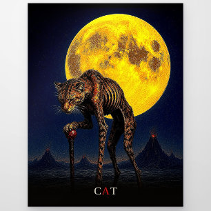 Katze mit Stock gothic Surrealismus Postkarte