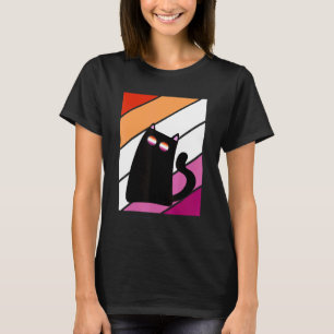 Katze mit Stolz Lesbenflagge LGBTQ Stolz Verbündet T-Shirt
