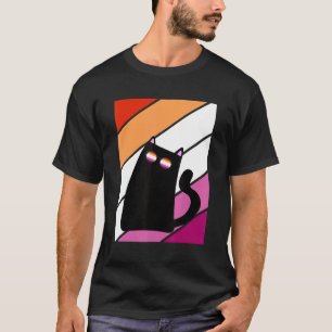 Katze mit Stolz Lesbenflagge LGBTQ Stolzer Verbünd T-Shirt