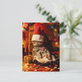 Katze mit Strumpf auf Kopf Einladungspostkarte (Stehend Vorderseite)