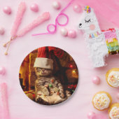 Katze mit Strumpf auf Kopf Pappteller (Party)