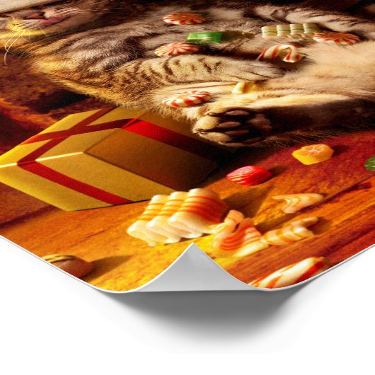 Katze mit Strumpf auf Kopf Poster (Ecke)