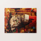 Katze mit Strumpf auf Kopf Puzzle (Horizontal)