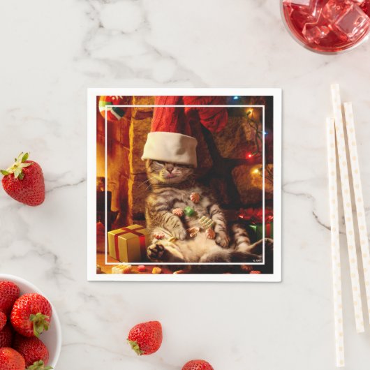 Katze mit Strumpf auf Kopf Serviette (Beispiel)