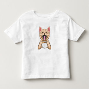 Katze mit Tasse Kaffee Kleinkind T-shirt
