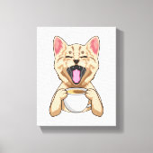Katze mit Tasse Kaffee Leinwanddruck (Vorderseite)