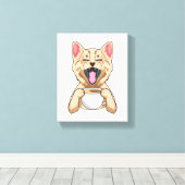 Katze mit Tasse Kaffee Leinwanddruck (Insitu (Holzboden))