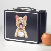 Katze mit Tasse Kaffee Metall Lunchbox (Beispiel)